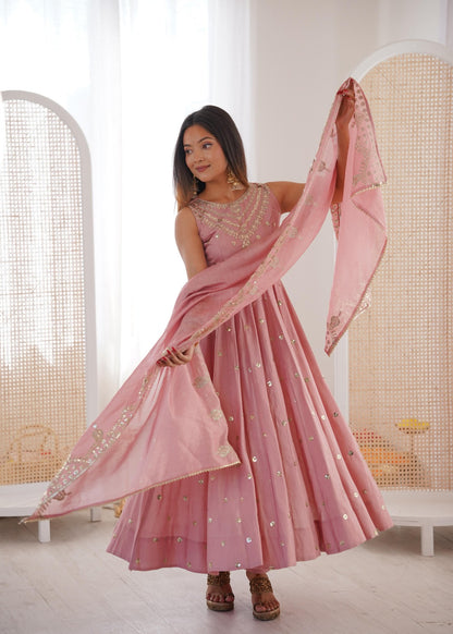 Party wear Anarkali gown with embroidered work