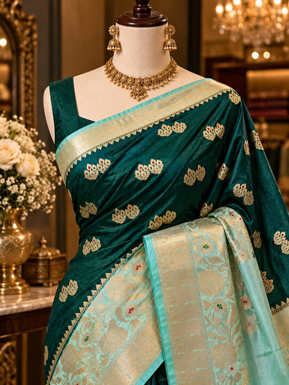 Juhmki series Banarasi katan soft silk sarees