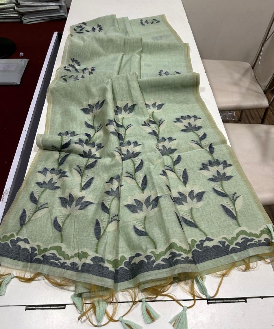Munga Jamdani  Cotton Classic Resham Budget saree