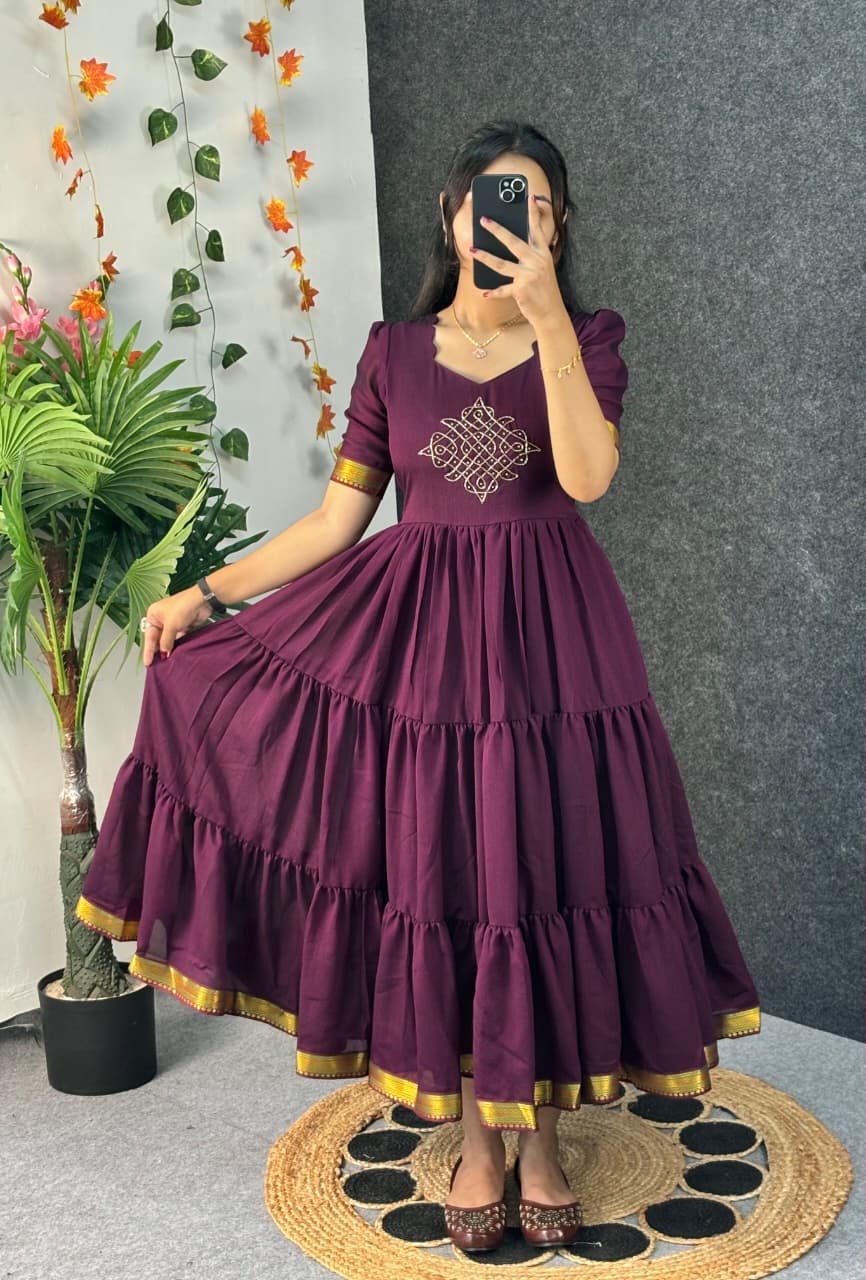 Café blooming vichitra silk gowns
