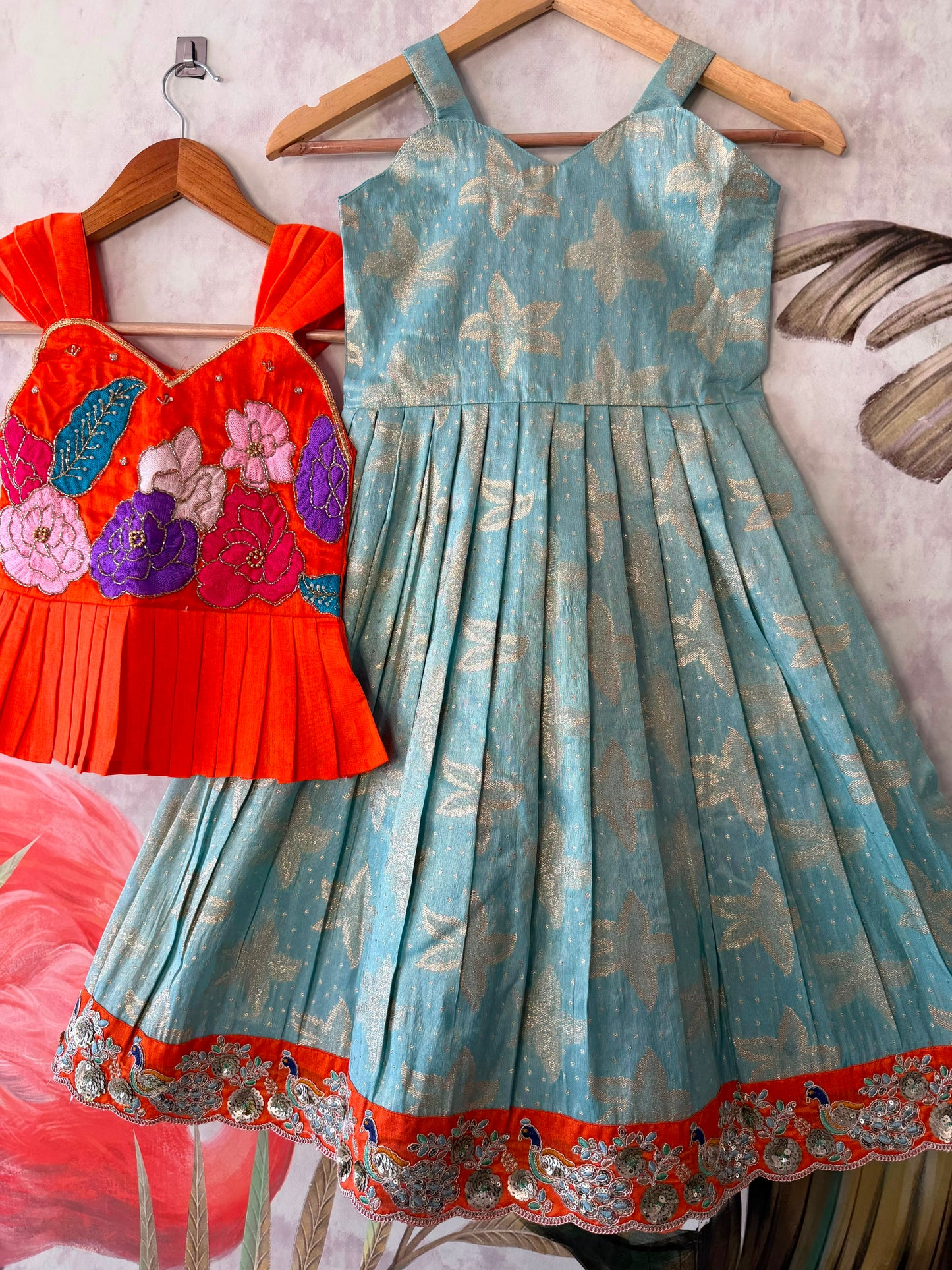 Floral cute Gown with Maggam Work Coat❤️