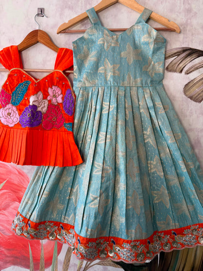 Floral cute Gown with Maggam Work Coat❤️