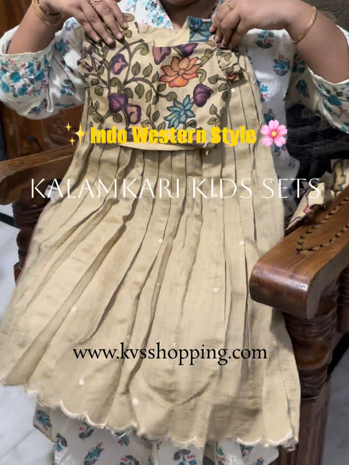 Indo western style kids cute Kalamkari sets