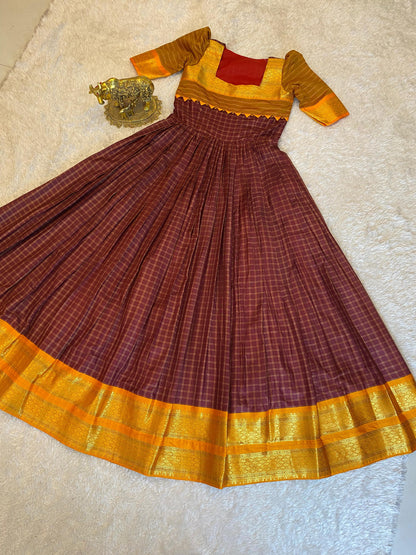 SUPER HIT long gown with cotton silk gown with a pleated flare