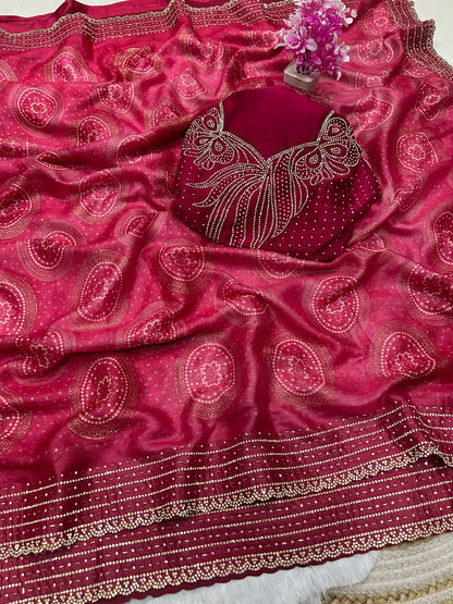 luxurious and glamorous trending hand work saree