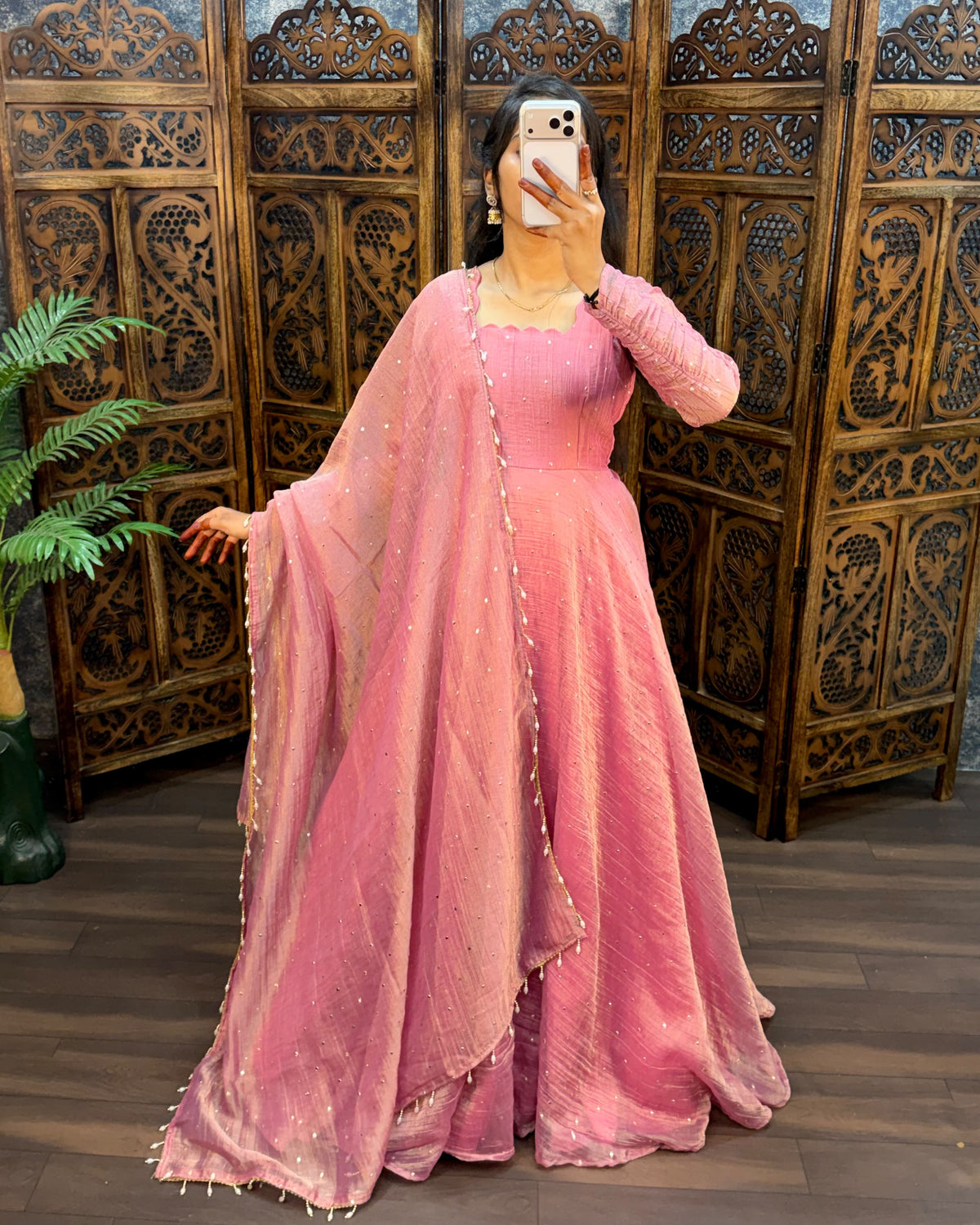 South Salsa Silk Gown with Dupatta