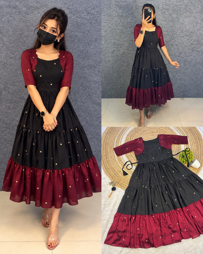 Café multi colour designer vichitra silk gown