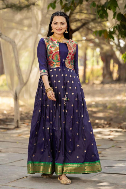 Paithani Pure Weaving Jacket gowns for festivals