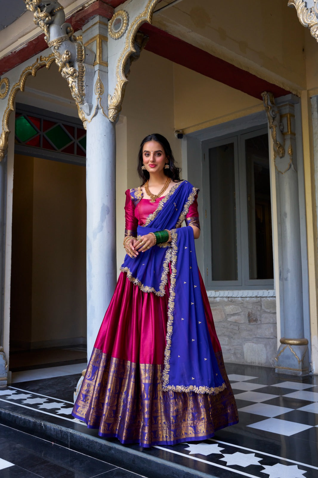 South Indian style narayan pattu lehenga set
