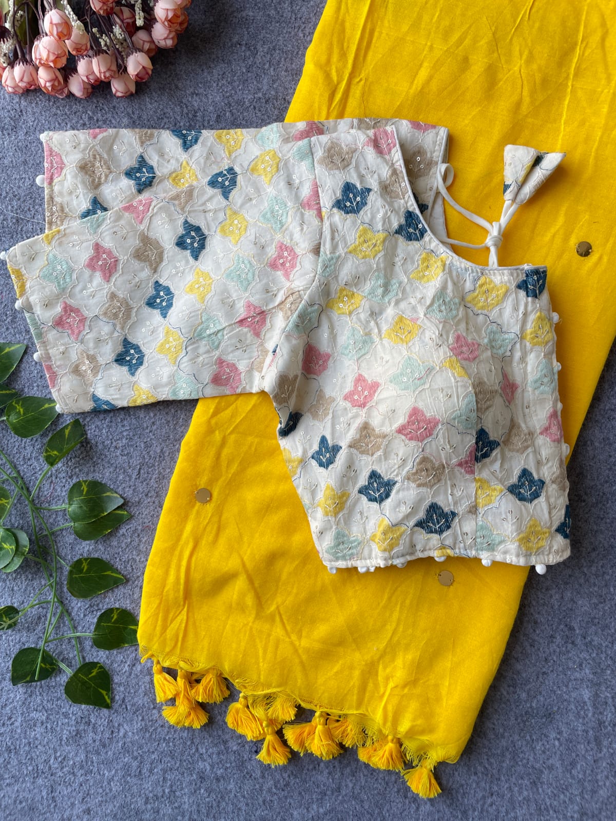 Khadi Cotton with stitched blouse