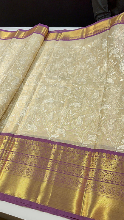 Viral Banarsi tissue chikankari jaal embroidery vintage sarees