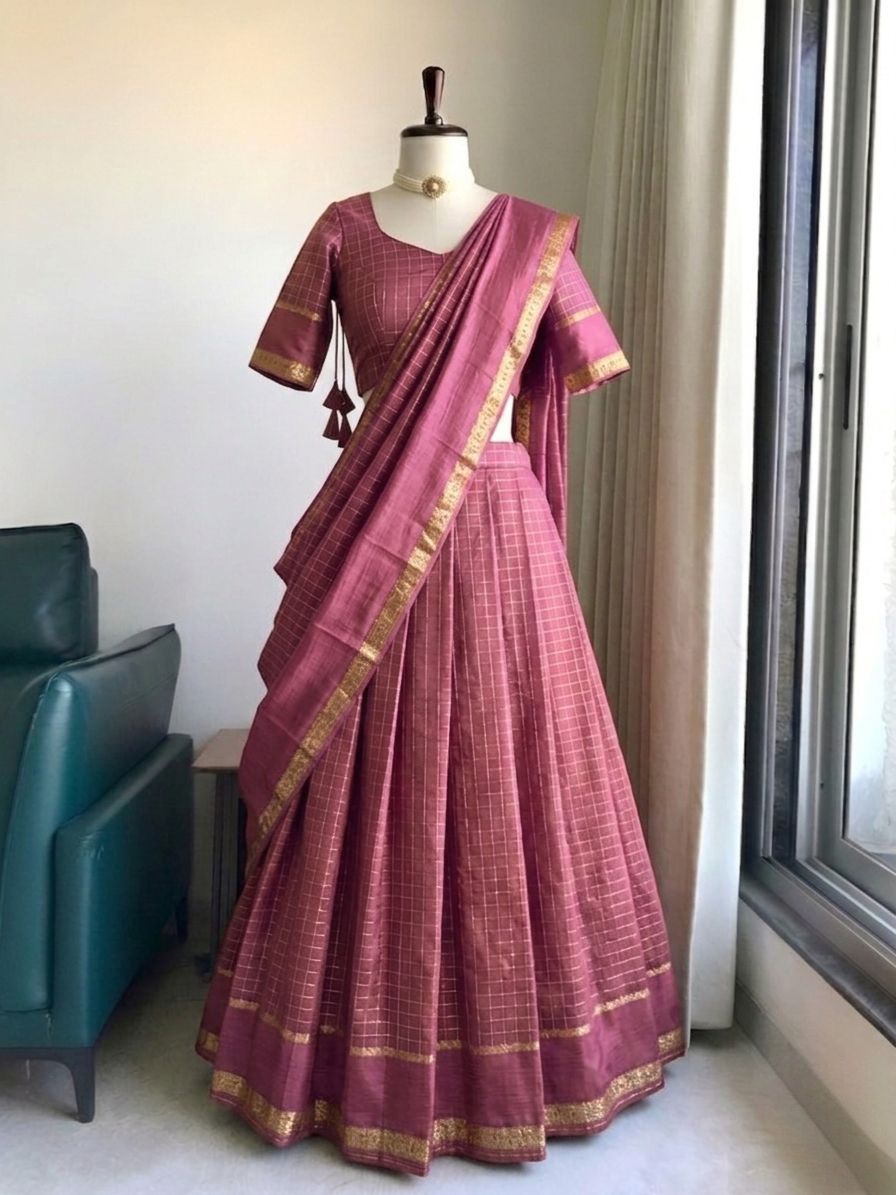 Checks Georgette Designer Lehenga