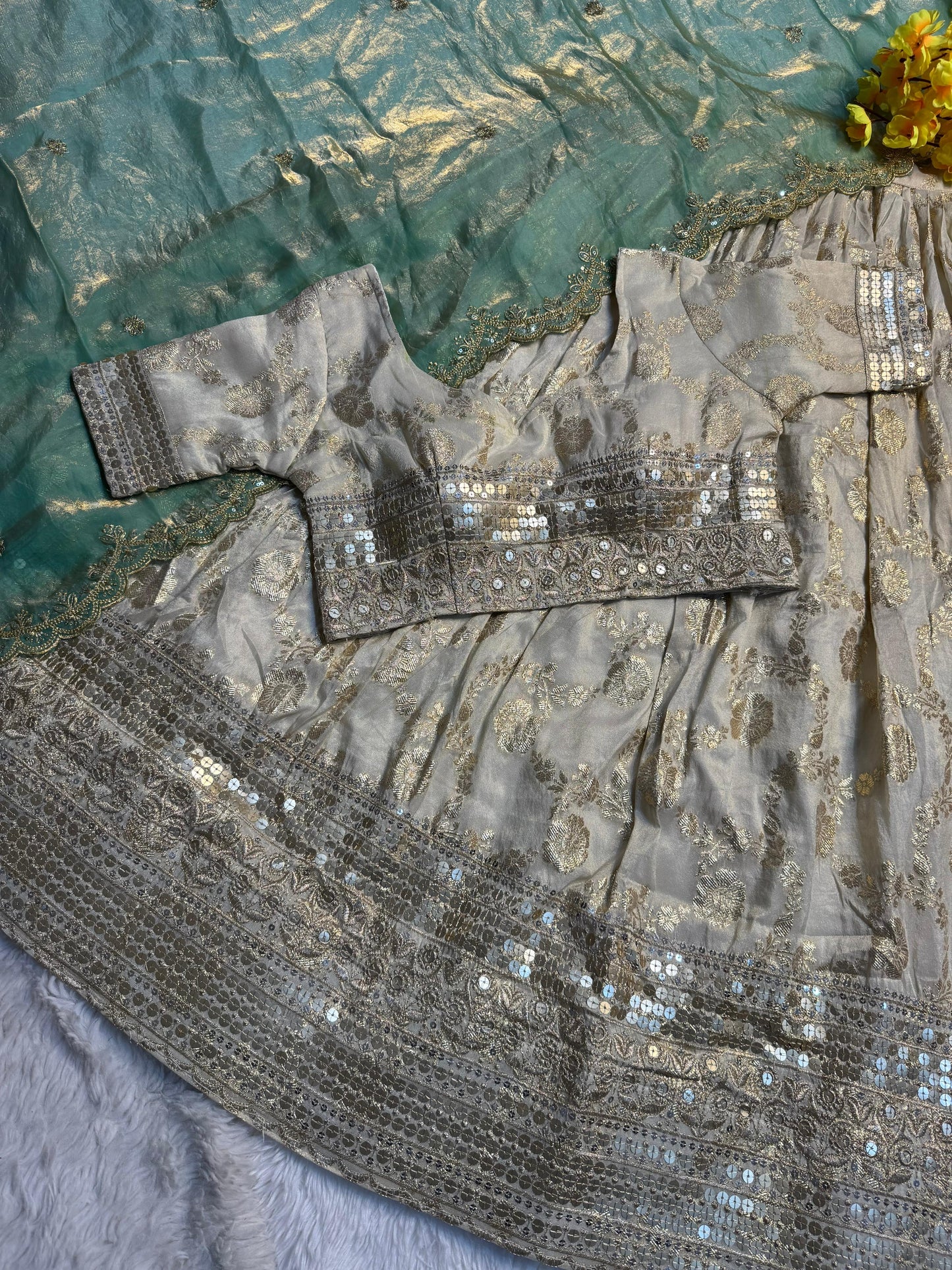 Simmer Silk séquence work Lehenga with stitched Blouse