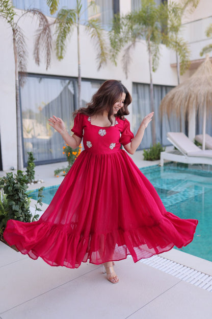 Fendi silk beads embroidery gowns