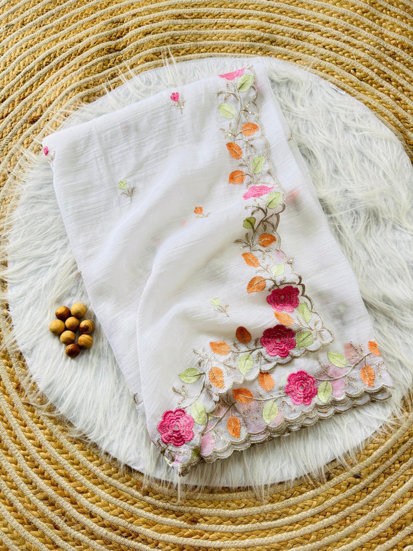 Chiffon floral Embroidery Crush budget sarees