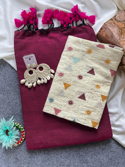 Budget Khadi cotton with beautiful work blouse