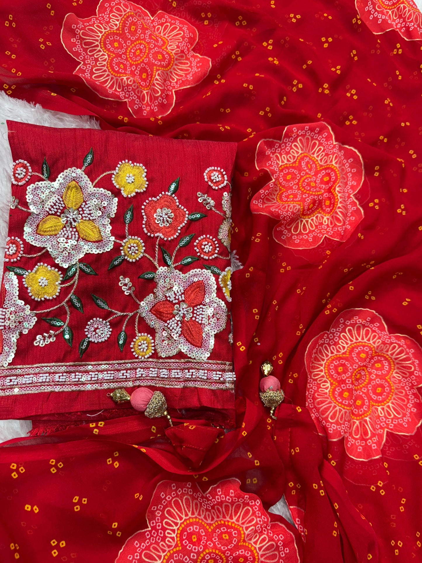 Budget Heritage Bandhej Saree with Handcrafted Elegance ✨