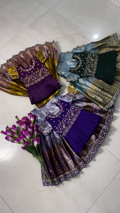 Kids cute  zari weaving work sets