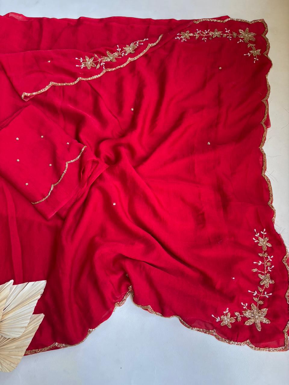 Soft Trend rangoli crush saree with  stitched blouse