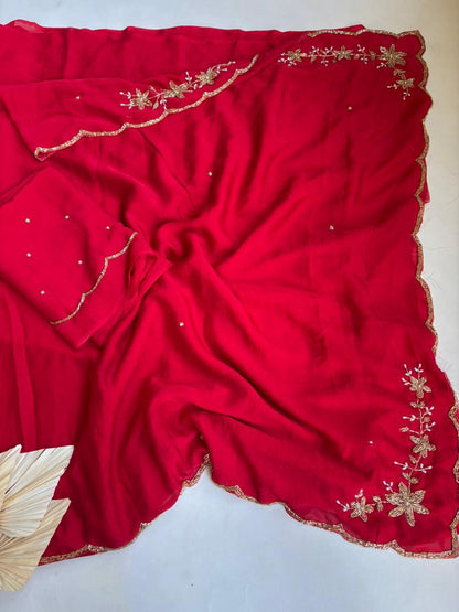 Soft Trend rangoli crush saree with  stitched blouse