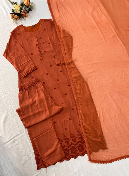 New Designers pastel colour Kurti Pant Dupatta Set