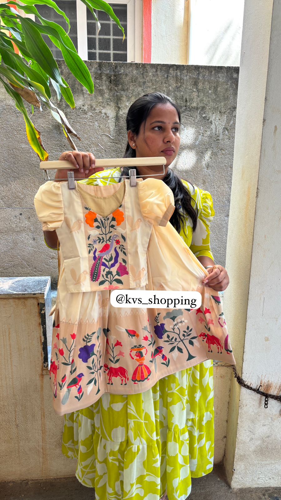 Kids cute paithani delicate zari with puff sleeves