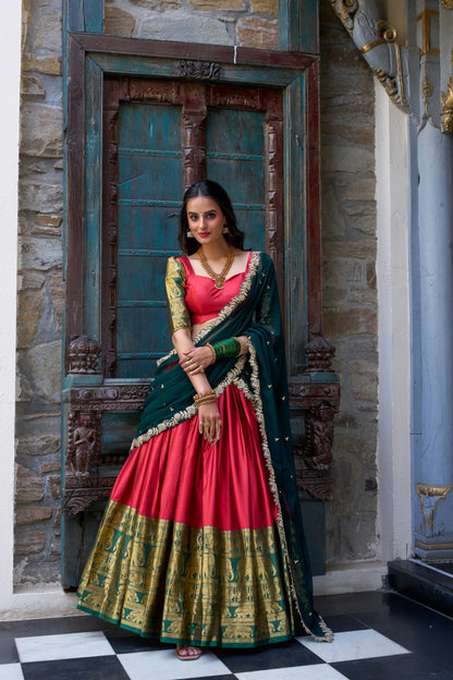 South Indian style narayan pattu lehenga set