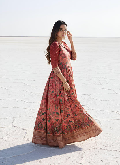 Kalamkari Print Anarkali Gowns