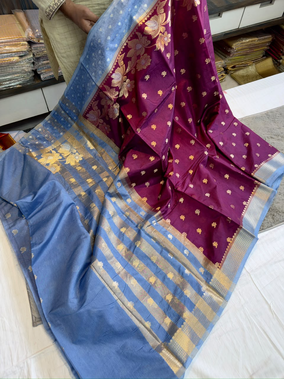 Banarasi dybl dupion soft silk zari saree