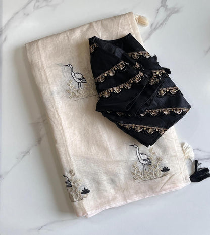 Chanderi cotton saree with stitched Blouse
