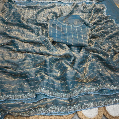 Space silk Luxurious Handwork Glam saree