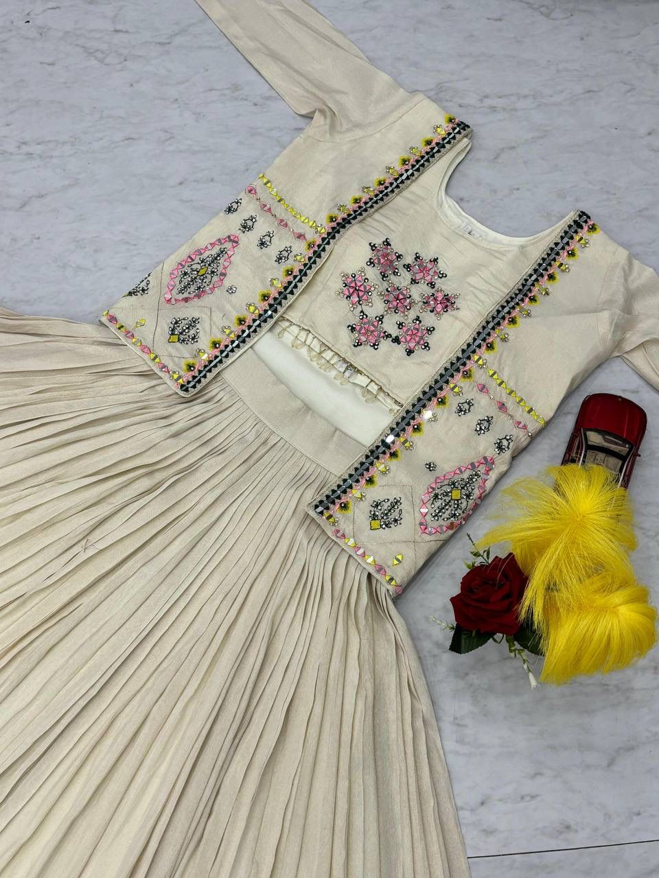 Designed Fully stitched Blouse and 2 in one lehenga crop set