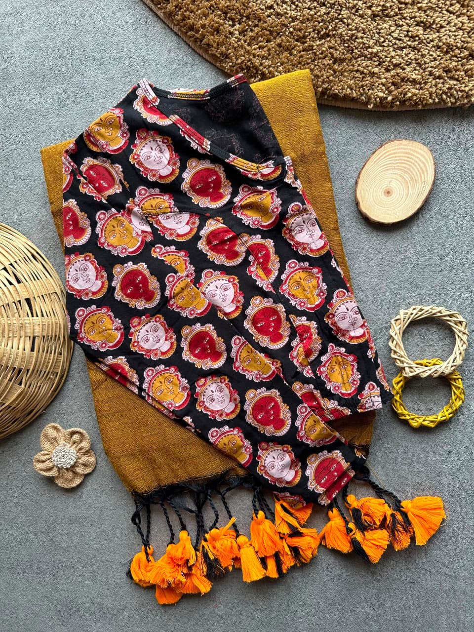 Khadi Streachable cotton stitched blouse