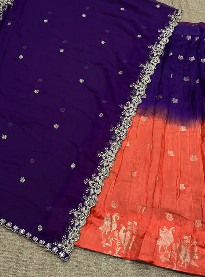 Viscose Dola silk designer lehenga
