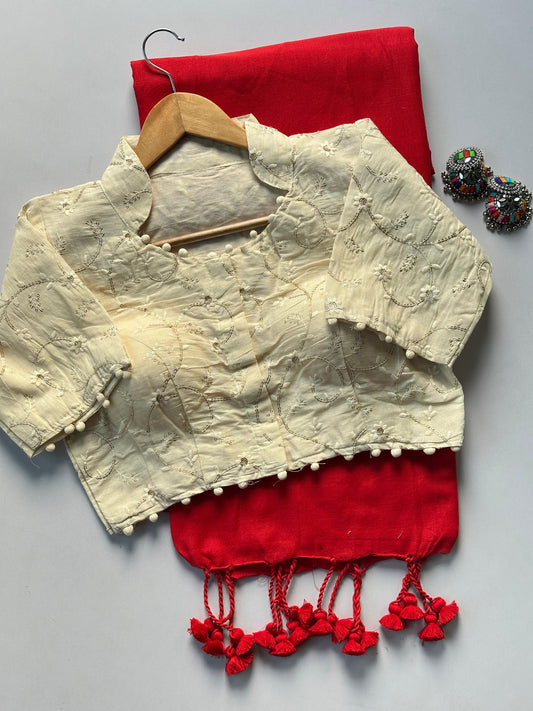 Khadi cotton Collar neck Desginer stitched blouse