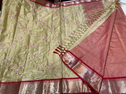 Classic  Embroidery Khas tissue  Sarees