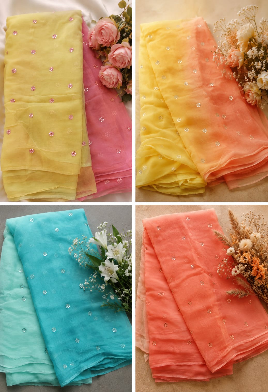 Budget half pure chiffon butties saree