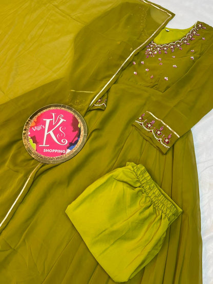 Georgette silk handwork Anarkali gowns