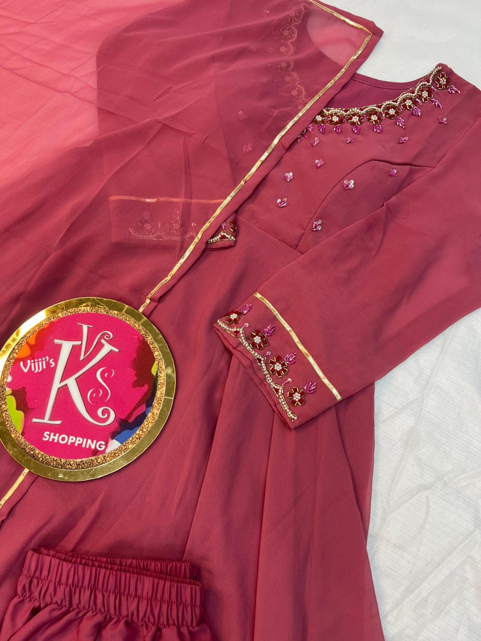 Georgette silk handwork Anarkali gowns
