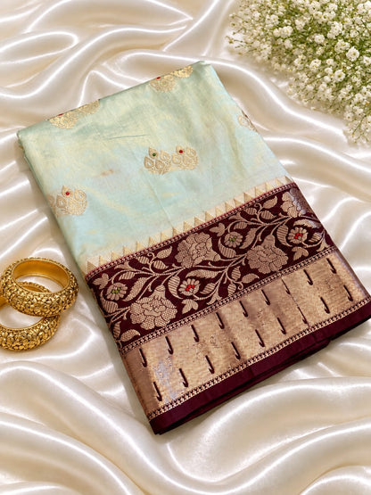 Juhmki series Banarasi katan soft silk sarees
