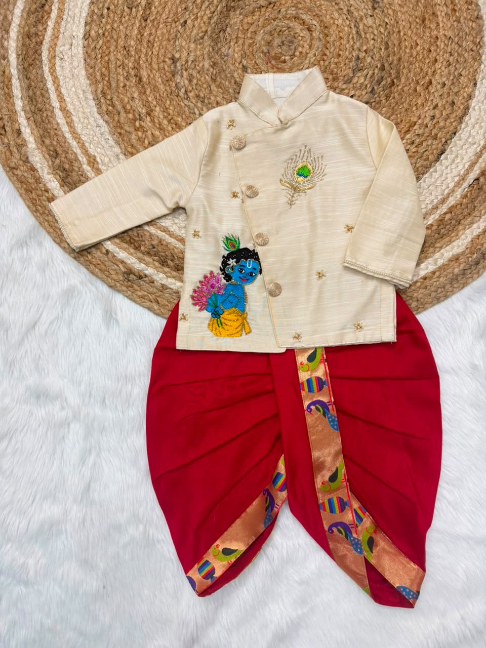 Premium Boy  Raw Silk Kurta with Dhoti Set