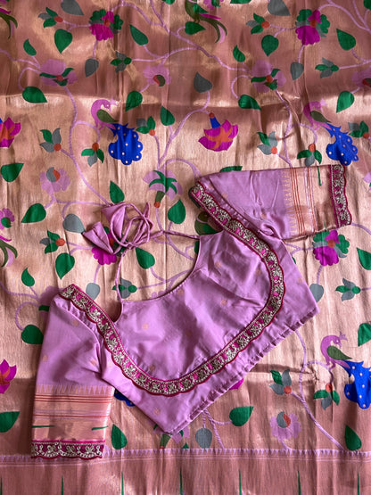 Banarasi pattu saree with paithani weaving saree with stitched blouse
