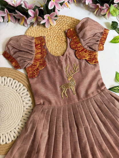 Kids Narayanpet cute deer work gowns