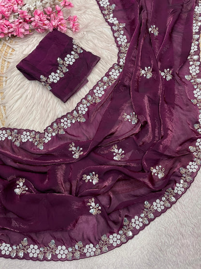 New Designer party wear satin sarees