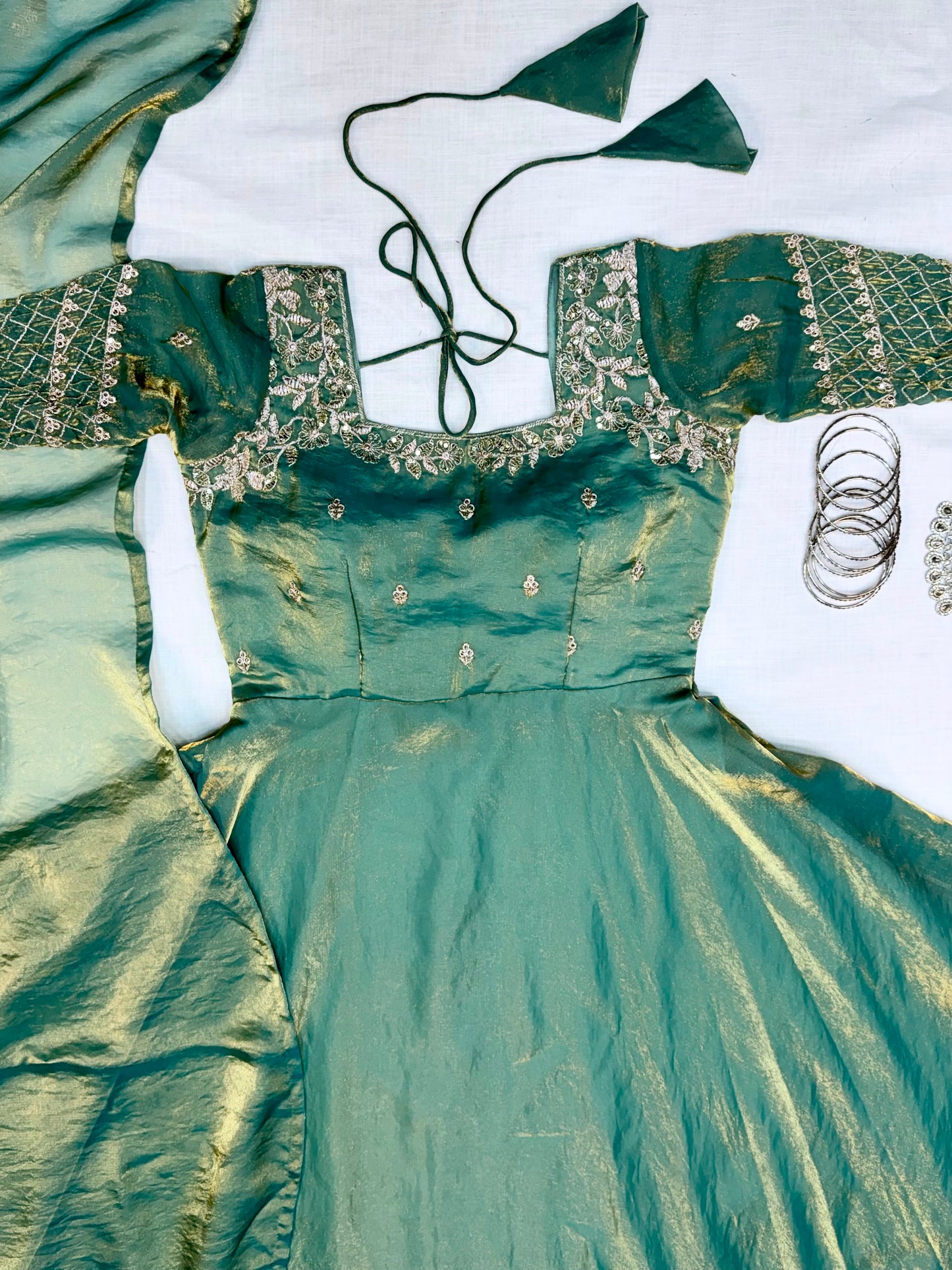 Premium Embroidery Sequence Gown with Dupatta