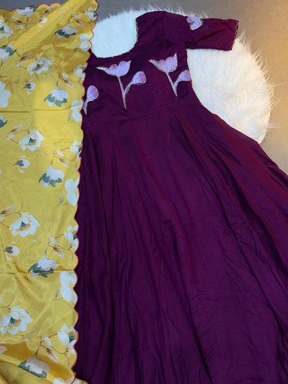 Hand painted with maggam work gowns