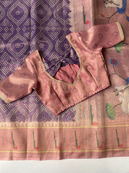 Paithani Kota Bandhej Saree with Stitched Blouse