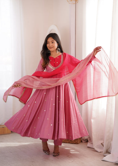 Anarkali 3 piece embroidered office set