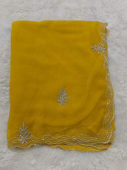 Georgette fancy kardhana trending work sarees
