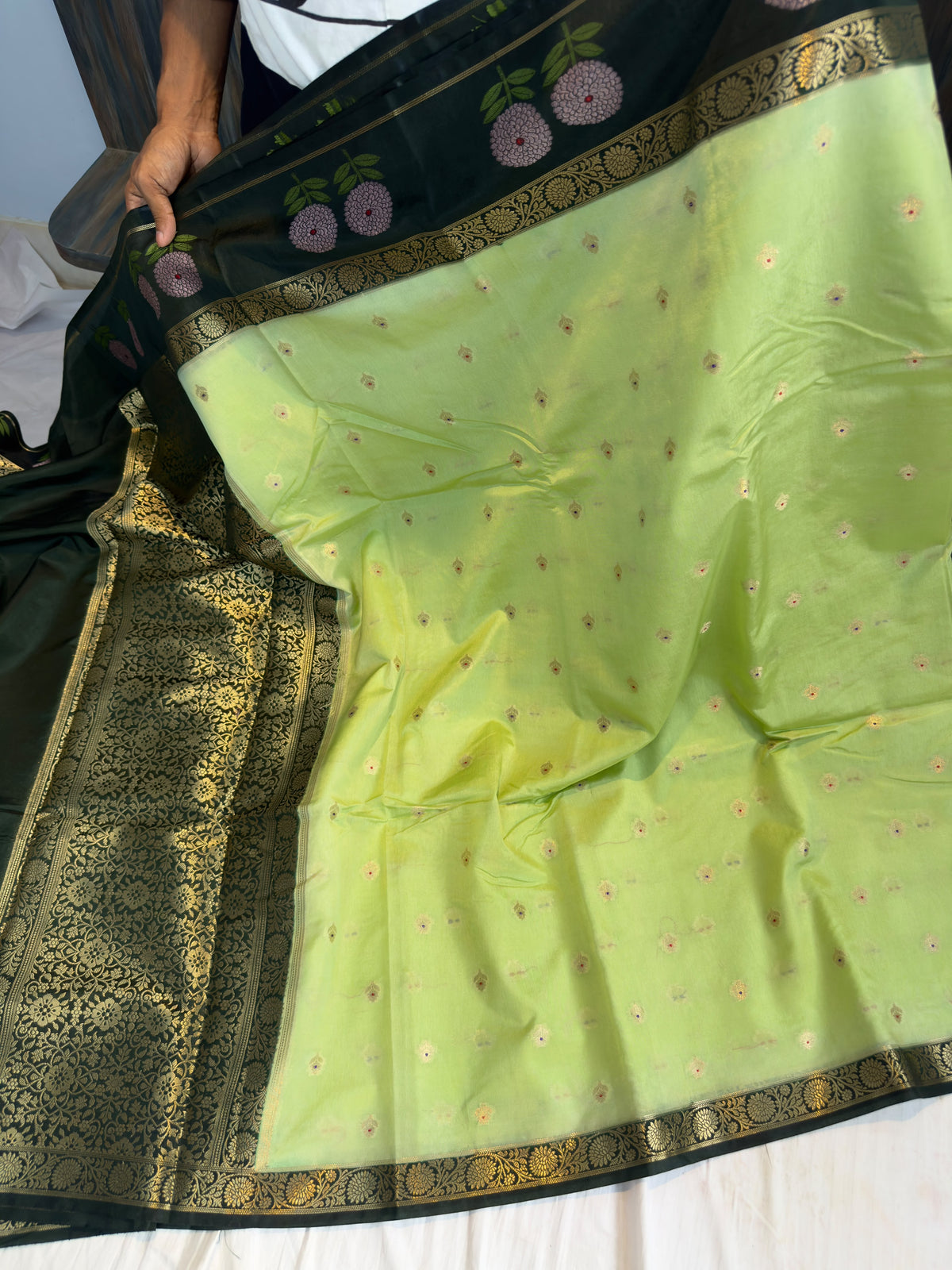 Banarasi  dyebl pure viscose silk fabric saree